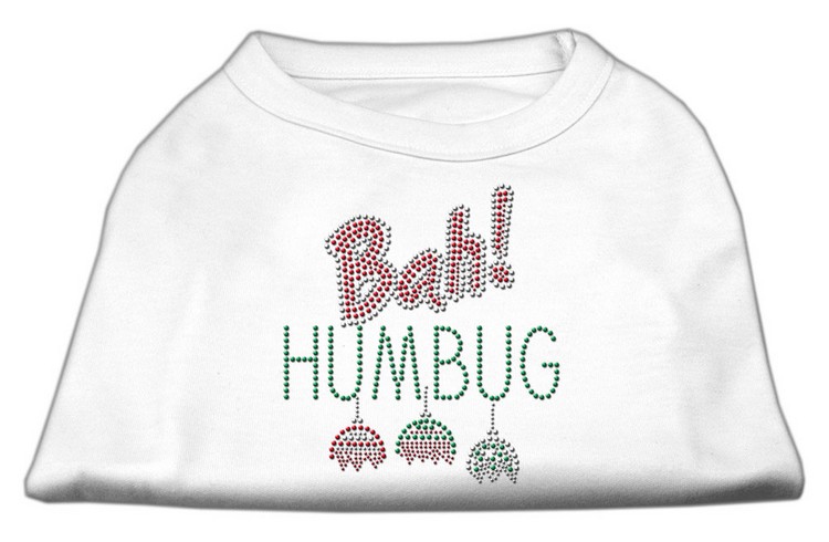 Bah Humbug Rhinestone Dog Shirt White XS